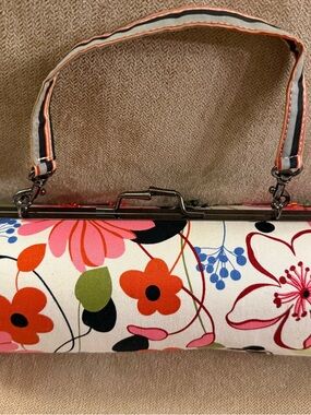 Floral Print Shoulder Bag in White, Pink & Orange